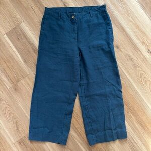 J.Jill Love Linen Blue Wide Leg Pants Medium 100% Linen Coastal Grandmother